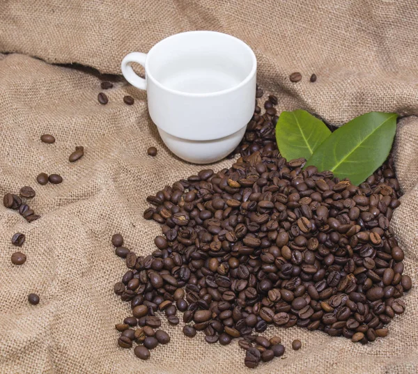 Granos de café árabe en una bolsa de arpillera —  Fotos de Stock