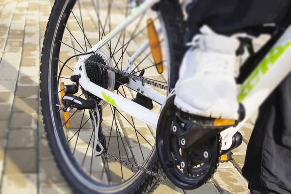 Selektive Fokussierung von Fahrradschaltung und Schaltwerk — Stockfoto