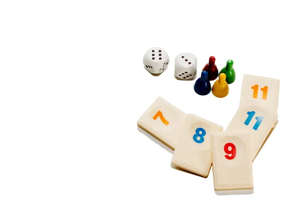 Board game play figures and double dices — Stock Photo, Image