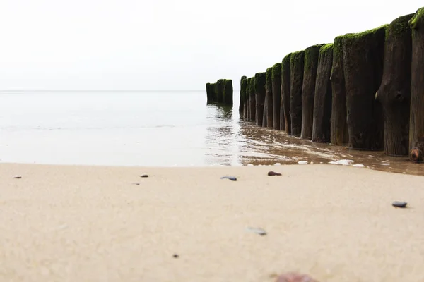 Der Wellenbrecher an einem ruhigen, schönen Meer — Stockfoto