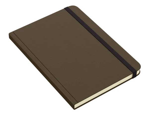 Notebook marrone isolato su sfondo bianco. Illustrazione 3d — Foto Stock