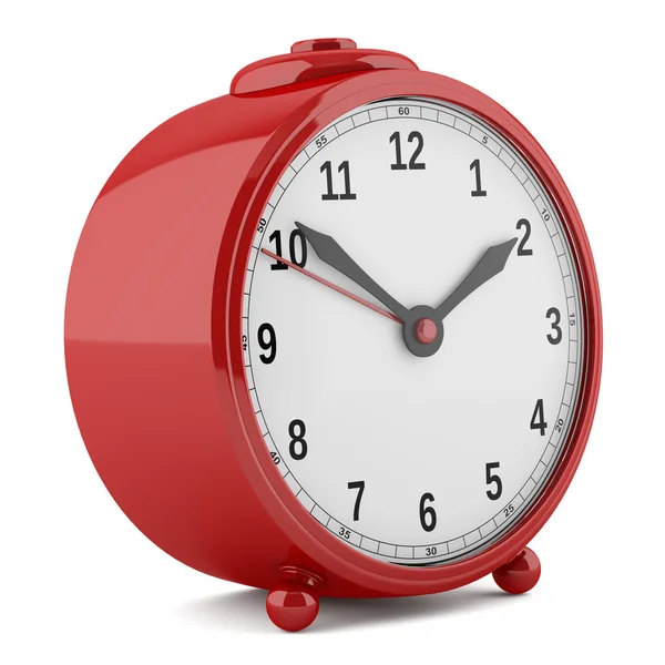 Röd väckarklocka isolerad på vit bakgrund. 3D-illustration — Stockfoto