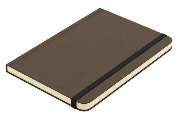 孤立在白色背景上的棕色笔记本。3d 图 — 图库照片