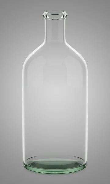 Garrafa vazia isolada em fundo cinza. ilustração 3d — Fotografia de Stock