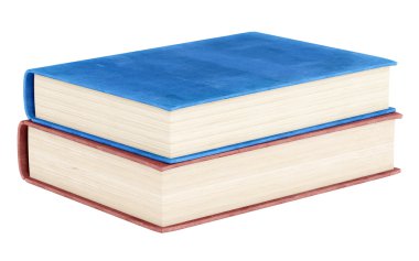 Beyaz arka plan üzerinde izole iki kitap. 3D çizim