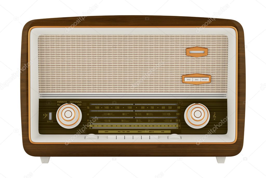vintage radio isolated on white background. 3d illustration