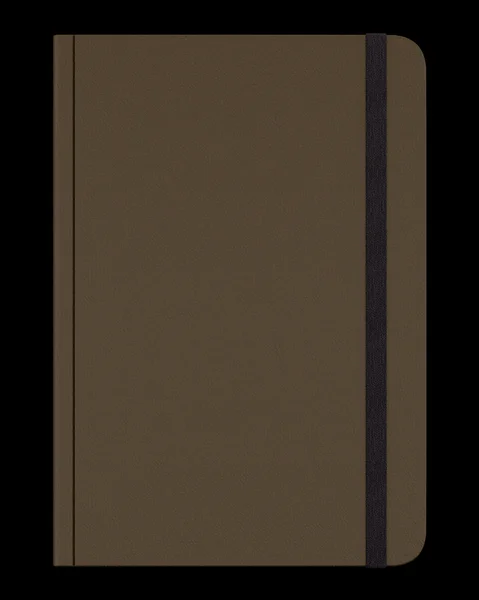 Cuaderno marrón aislado sobre fondo negro. ilustración 3d —  Fotos de Stock