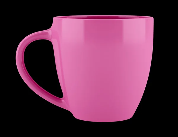 Růžový keramický pohár izolované na černém pozadí. 3D obrázek — Stock fotografie