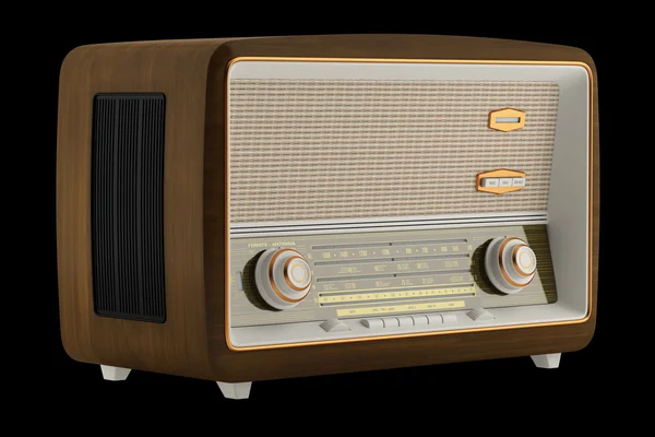 Radio vintage aislada sobre fondo negro. ilustración 3d — Foto de Stock