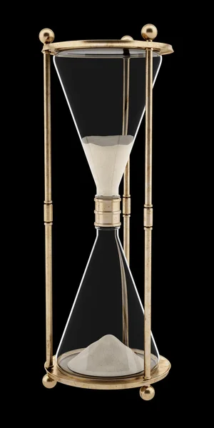 Vintage hourglass isolated on black background. 3d illustration — Stock Photo, Image