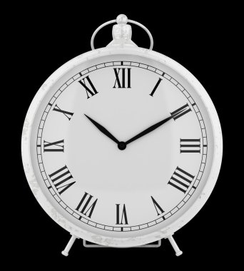 siyah arka plan üzerine izole vintage saat. 3D çizim