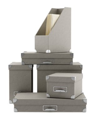 karton kutuları beyaz arka plan üzerinde izole. 3D illustra
