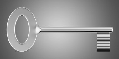 gri arka plan üzerinde izole anahtar. 3D çizim