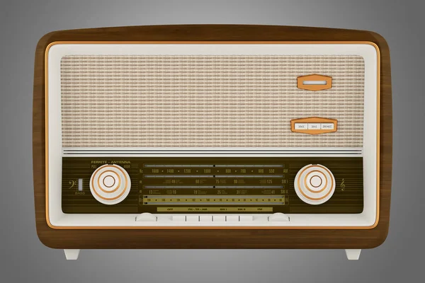 Vintage Radio isoliert auf grauem Hintergrund. 3D-Illustration — Stockfoto