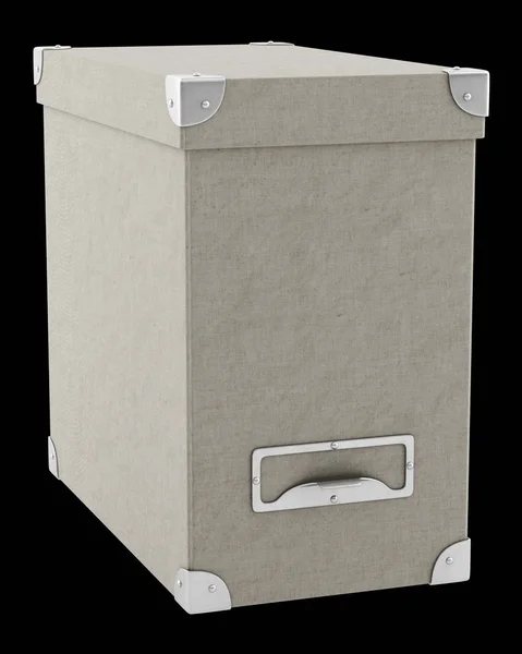 Caja de cartón de oficina aislada sobre fondo negro. Ilustraciones 3d —  Fotos de Stock
