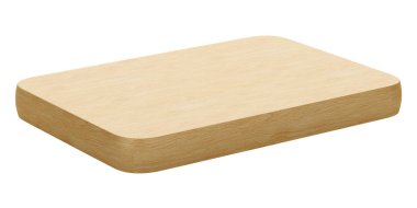 Beyaz arka plan üzerinde izole ahşap kesme tahtası. 3D illustrati