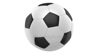 Futbol topu döngü döndürür beyaz arka plan üzerinde