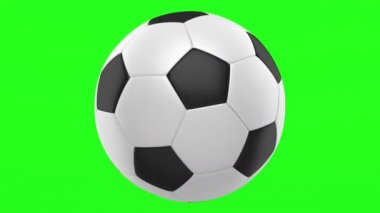 Futbol topu döngü döndürür yeşil chromakey arka plan üzerinde