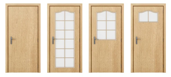 Holztür isoliert auf weißem Hintergrund. 3D-Illustration — Stockfoto