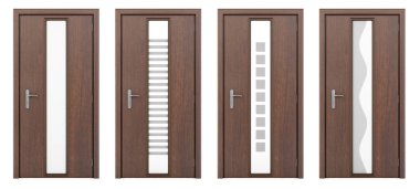 ahşap kapı beyaz arka plan üzerinde izole. 3D çizim