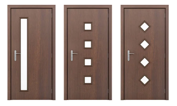 Puerta de madera aislada sobre fondo blanco. ilustración 3d —  Fotos de Stock