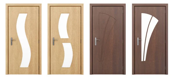 木製のドアは、白い背景で隔離。3 d イラストレーション — ストック写真