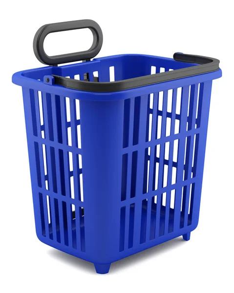 Empty blue shopping basket isolated on white background — Stock Photo, Image