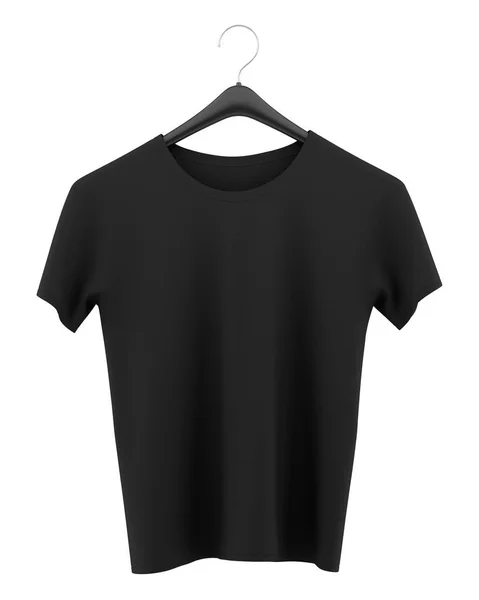 Černé tričko na oblečení závěs izolovaných na bílém pozadí. 3 — Stock fotografie