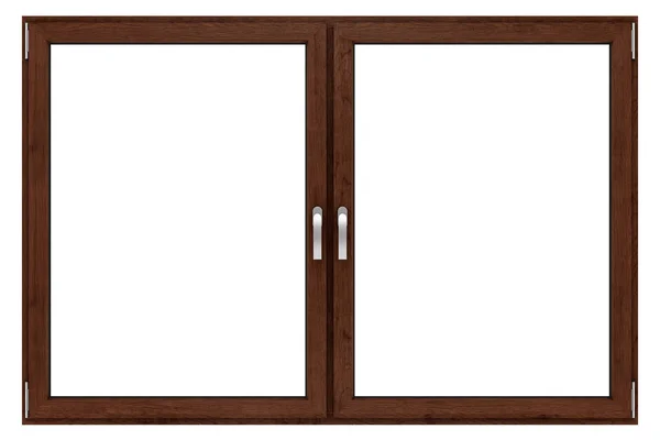 Brown wooden window isolated on white background. 3d illustratio — Stock Photo, Image