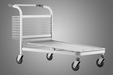 gri arka plan üzerinde izole boş büyük alışveriş sepeti. 3D illust