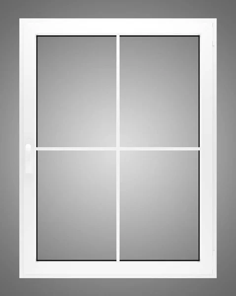 Okno na białym tle na szarym tle. ilustracja 3D — Zdjęcie stockowe