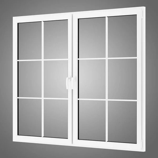 Fenster isoliert auf grauem Hintergrund. 3D-Illustration — Stockfoto