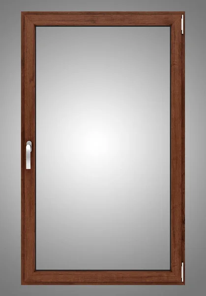 Brown wooden window isolated on gray background. 3d illustration — Stock Photo, Image