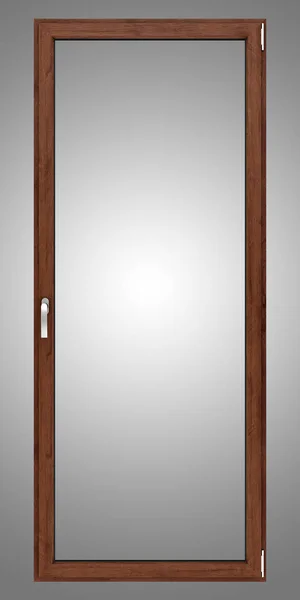 Brown wooden window isolated on gray background. 3d illustration — Stock Photo, Image