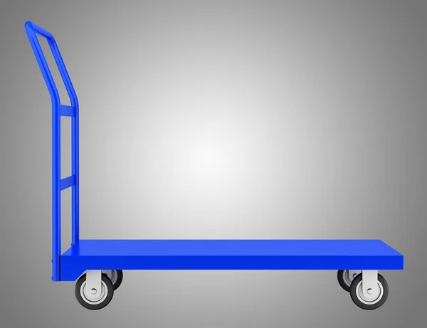 Prázdné velké tržní služby vozík izolované na šedém pozadí. 3D — Stock fotografie