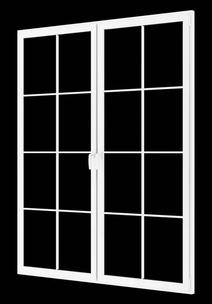 Okno, izolované na černém pozadí. 3D obrázek — Stock fotografie