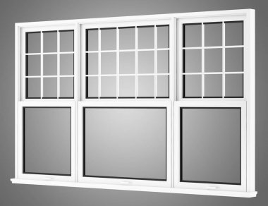 gri arka plan üzerinde izole penceresini açın. 3D çizim