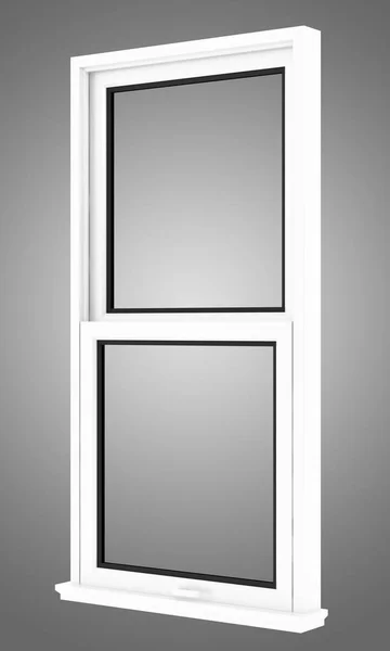 Fenster isoliert auf grauem Hintergrund. 3D-Illustration — Stockfoto