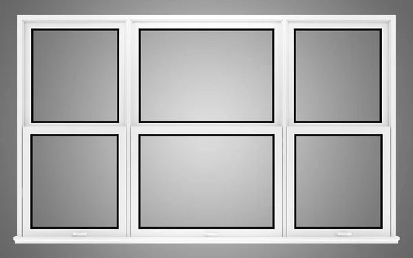 Okno, izolované na šedém pozadí. 3D obrázek — Stock fotografie
