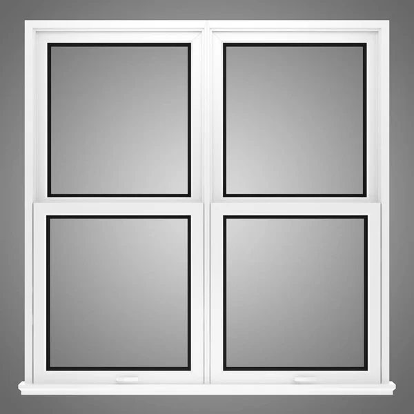 Fenster isoliert auf grauem Hintergrund. 3D-Illustration — Stockfoto