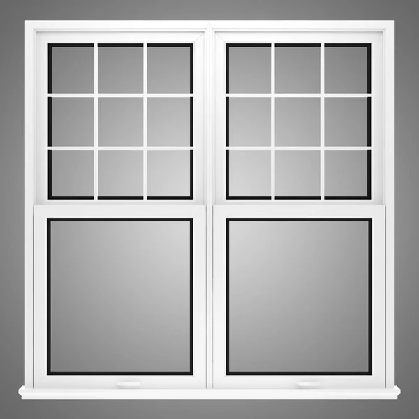 Fenster isoliert auf grauem Hintergrund. 3D-Illustration — Stockfoto