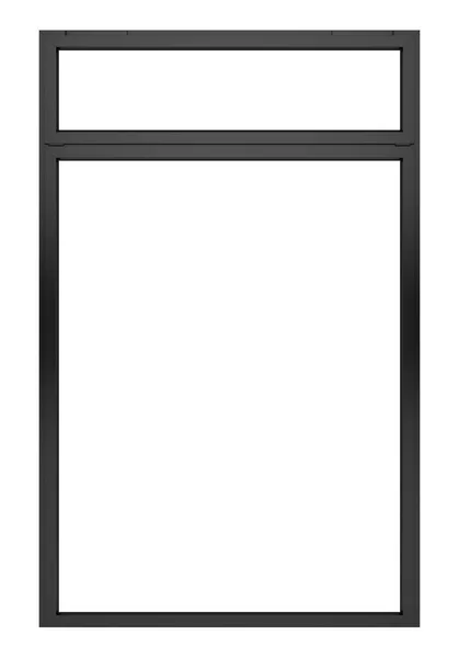 Finestra metallica nera isolata su sfondo bianco. Illustrazione 3d — Foto Stock