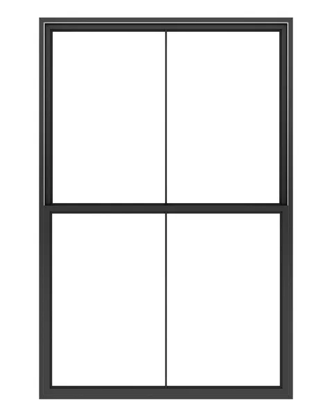 Черный металлический окно изолированы на белом фоне. 3D-иллюстрация — стоковое фото