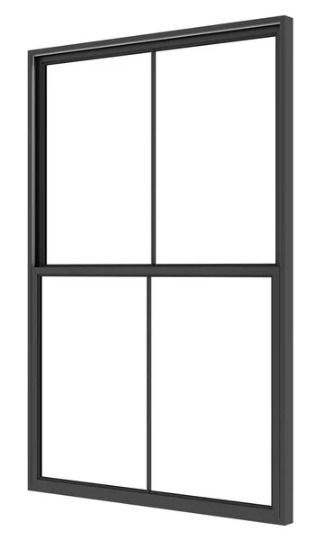 Janela metálica preta isolada sobre fundo branco. 3d ilustrat — Fotografia de Stock