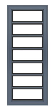 Beyaz arka plan üzerinde izole metalik penceresini açın. 3D çizim