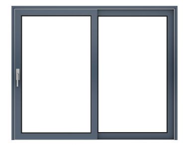 Beyaz arka plan üzerinde izole metalik penceresini açın. 3D çizim