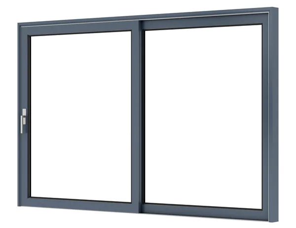 Metallisches Fenster isoliert auf weißem Hintergrund. 3D-Illustration — Stockfoto