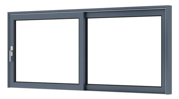 Metallisches Fenster isoliert auf weißem Hintergrund. 3D-Illustration — Stockfoto