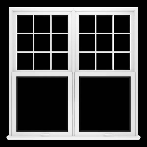Fönster isolerade på svart bakgrund. 3D illustration — Stockfoto