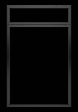 izole siyah arka plan üzerine siyah metalik pencere. 3D illustrat